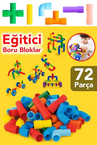 Hc1044 Hayvan Figürlü Kapaklı Kapta Boru Blok 72 Parça