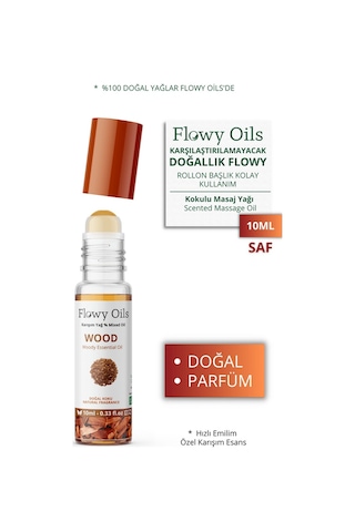 Flowy Oils Wood Doğal Karışım Esansiyel Vücut Yağı Roll-On 10 ML