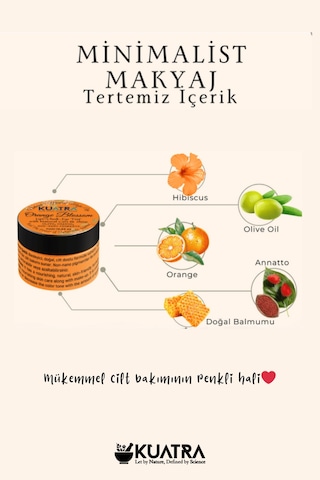 Orange Blossom Lip-cheek-eye Tint Doğal İçerikli Çok Amaçlı Allık, Ruj, Göz Farı Makyaj Beraberinde Çok Değerli Besleyici Cilt Bakımı Turuncu