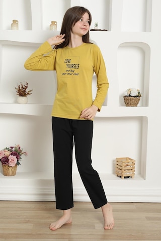 Akbeniz Kız Çocuk Penye Pijama Takım 20420 Sarı