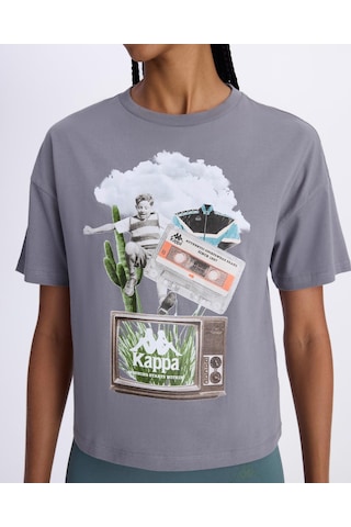 Kappa Authentic Alessi Kadın Antrasit Comfort Tişört
