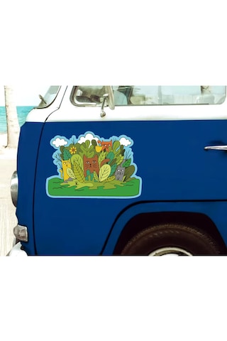 Kedi Aile Kedigiller Sticker Araba Oto Motosiklet Karavan 02504 15x10 Cm