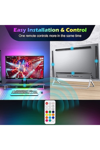 Shineyee Rgb Işıklı Klavye Ambiyans Lambası, Ses Tespiti Ve Interaktif Fonksiyon, İki Renkli Isı + Rgb Renkleri, Kumanda İle Kontrol Edilebilir, 2'li Paket Siyah