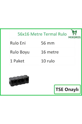 56x16 Metre Termal Kredi Kartı Ve Yazarkasa Pos Rulosu 10 Adet