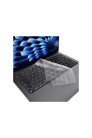 Novstrap Apple Uyumlu Macbook Air 13 13.6 M2 M3 M4 M5 A2681 A3113 A3240 A3449 İle  Türkçe Şeffaf Klavye Koruyucu Kılıf Şeffaf