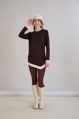 Sortie Collection Yanları Büzgülü Bluz Kahverengi