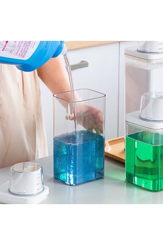 Yifomall Plastik Sürekli Nem Koruyucu Transparent Deterjan Saklama Kavanozu Ölçü Kasa İle Orta Boy 1100ml - 48 Adet/kutu Diğer