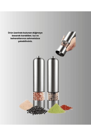 Otomatik Baharat Değirmeni Paslanmaz Gövde, Pilli, 22.5 Cm Çok Renkli