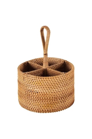 Bohem Yuvarlak Rattan Çatallık Ve Kaşıklık, Iskandinav, Modern