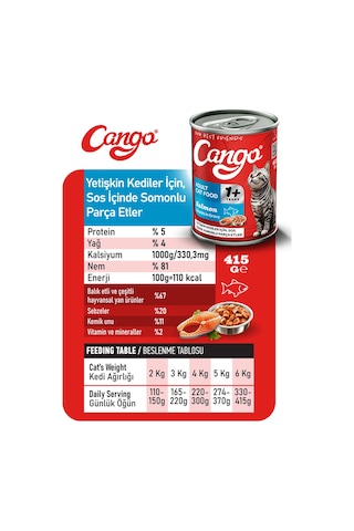 Cango Yetişkin Yaş Kedi Maması Somonlu 415gr 6lı