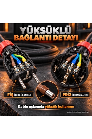 Üntel 3 2,5 Mm² Kauçuk Endüstriyel Ve Araç Şarj Uzatma Kablosu Famatel Fiş Prizli, Yüksüklü Bağlantı, 25 Metre
