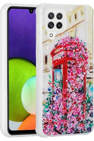 Galaxy M32 Kılıf Simli Desenli Kamera Korumalı Parlak Zore Popy Kapak Kulübe