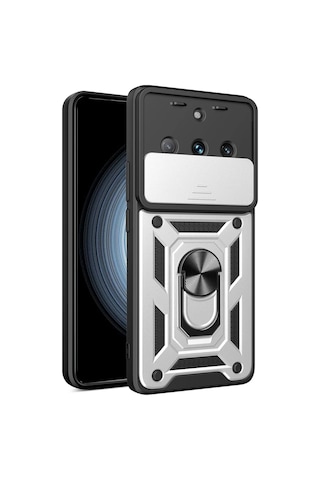 Uray Store Realme 11 Pro Kılıf Pars Lens Yüzüklü Silikon - Gümüş