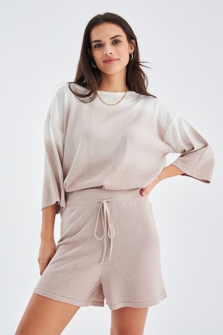Peraluna Siri Blouse & Shorts Yazlık Triko Kadın Şort Takım Bej Bej