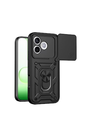 Newface Huawei Honor 600 Lite Pars Lens Yüzüklü Silikon - Siyah