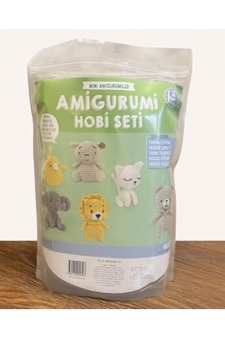 Mini Amigurumi Hobi Seti 6 Model Tüm Malzemeleri İle Açık gri