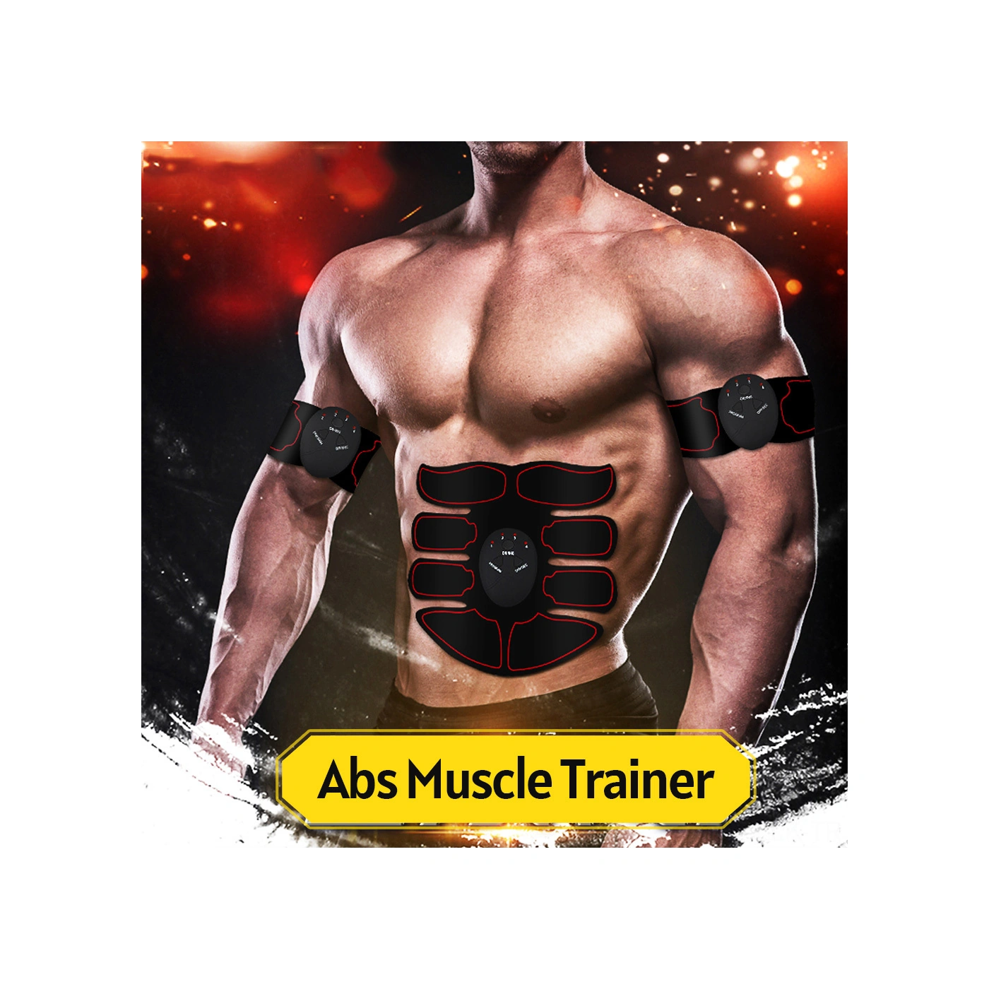 Xindoker Usb Şarjlı Kas Kasagi - 6 Mod 9 Seviye - Karın + Kol Bant Seti - İç Batarya - Ev Ofis Egzersizi Çok Renkli