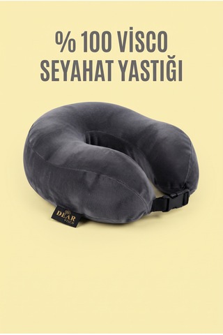 Dear Visco Premium Seyahat Yolculuk Yastığı Uçak Araba Taşıt İçi Kullanıma Uygun Visco Yastık Dvs-01f Gri