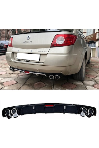 Renault Megane 2 Cabrio Siyah Difüzör 4 Krom Egzoz Görünümlü Difizör Arka Ek Body Kit 2002-2009