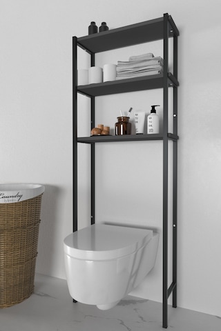 Banyo Wc Arkası Üstü Düzenleyici Raf Organizatör Havluluk Metal Gövde Banyo Rafı Gri