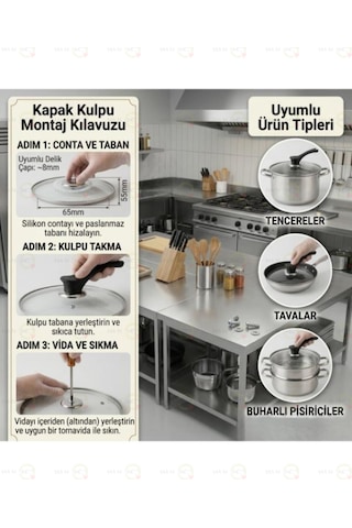 Mainshop 2 Adet Dikey Tasarım Tencere Tava Kapağı Tutma Kolu Isıya Dayanıklı M-1056