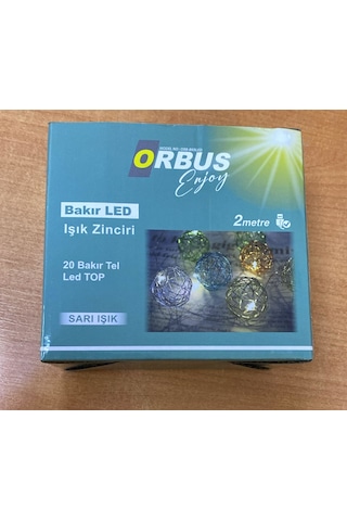 Orbus 20 'li Metal Top Led 2mt Sarı Işık Usb'li Yılbaşı Süsü