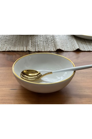 Altın Yaldızlı Çorba Kasesi Çap 14cm Yükseklik 4cm