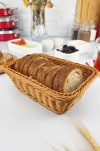 Digithome Rattan Ekmek Sepeti Dikdörtgen Ekmeklik 22 Cm Kahverengi - Yk1449 Kahverengi
