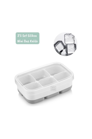 2li Set Mini Buz Kalıbı Silikon Buzluk 6 Bölmeli Kare Desenli Buz Küpü Yeşil-gri Bpa Free Yeşil
