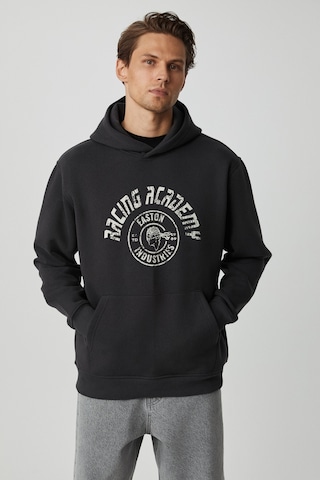 Grımelange Edgar Erkek Yumuşacık Kapüşonlu Oversize Antrasit Sweatshirt
