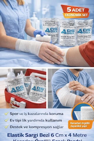 Elastik Sargı Bezi 6cm X 4m 5 Adet
