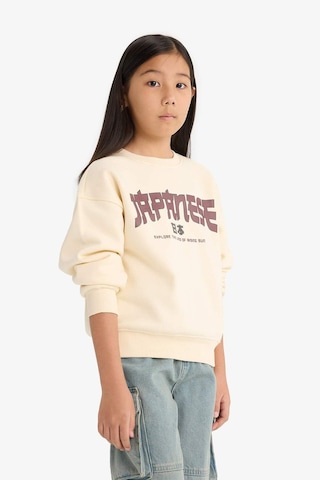 Defacto Kız Çocuk Relax Fit Bisiklet Yaka Baskılı İçi Yumuşak Tüylü Sweatshirt E6779a825wner134 Ekru