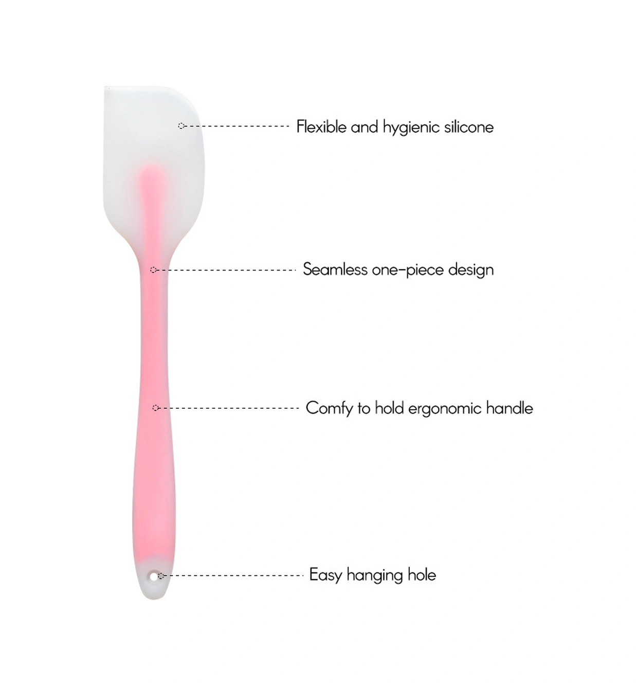 Kosona Pembe Tek Parça Silikon Kek Spatülü, Isı Dayanıklı, Tencereyi Kırmayan, Hamur Karıştırma Ve Pasta Süsleme İçin Pembe