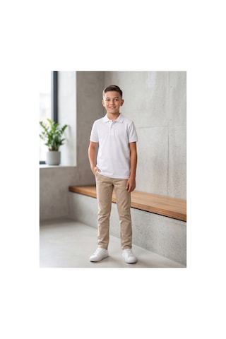Deniva Kids Unisex Çocuk Beyaz %100 Pamuklu Polo Yaka Kısa Kollu Okul Ve Günlük Tişört