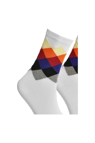 Unisex Renkli Kare Çorap Beyaz - Lksçrp16-36-44 (544423542) Çok Renkli
