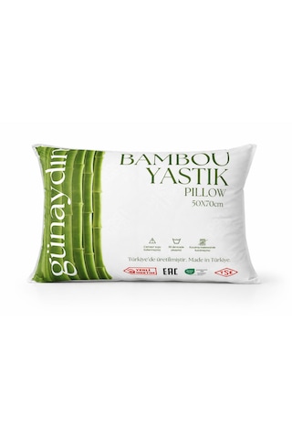 Günaydın Bambu Yastık , Nefesalan Doku ,organik, Kapitoneli , Çantalı ,matwıse Baskı, 50x70 Yastık Beyaz