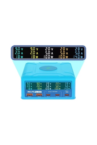 Relife Rl-304r Çok Portlu Dijital Ekranlı Kablosuz Şarjlı 260w Usb Hızlı Şarj İstasyonu