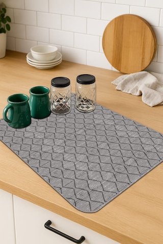Gri Düz Microfiber Bulaşık Kurutma Kurulama Matı Mm001