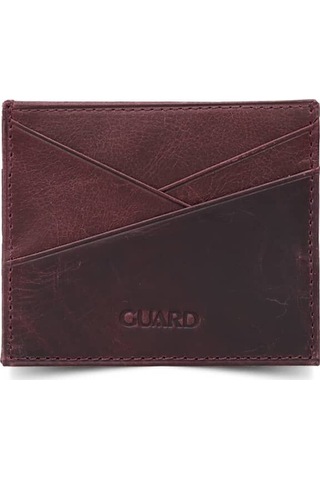 Guard Antik Bordo Hakiki Deri Kartlık