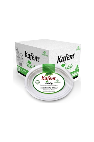 Kafem Ekolojik Karton Oval Tabak 26 CM 25 Li x 40 Paket (Koli)