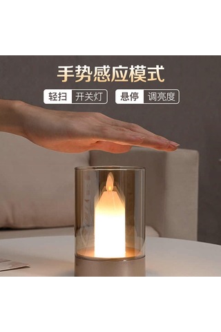 Led Yaratıcı Küçük Gece Lambası Romantik Mum Işığı Lambası Restoran Bar Masa Atmosfer Lambası Mumluk Sensörlü El Sallama Işığı Beyaz