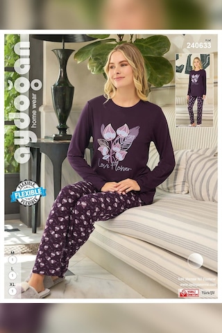 Aydoğan Kadın Mürdüm Viskon Uzun Kollu Pijama Takımı 240633 Resimdeki Renk