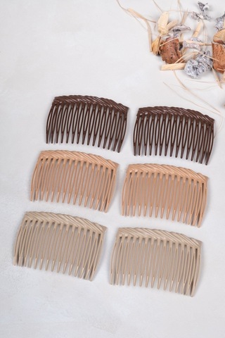 Okavango Kahve Ton 6'lı Yan Tarak Seti Çok Renkli