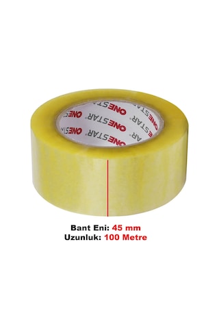 Badem10 10 Adet Onestar Koli Bandı 45 Mm X 100 Mt Şeffaf Güçlü Yapışkanlı Kopmayan Bant Diğer