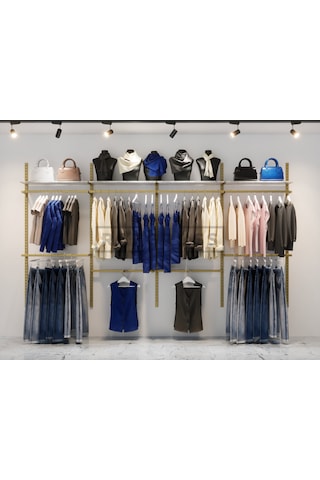 Mağaza Raf Sistemi, Askılık Sistemi, Butik, Mağaza Stand,245 Gold - Mermer