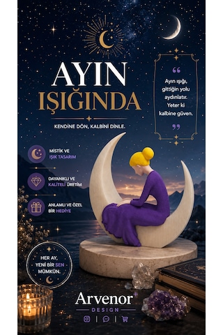 Ayın Işığında 15cm Karanlıkta Parlar Dekoratif Biblo 3d Baskı 20x20