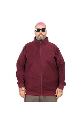 Mode Xl Erkek Büyük Beden Hırka Fermuarlı U24442 Bordo