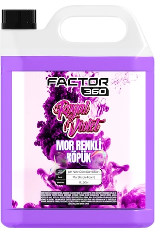 Factor360 Royal Violet Mor Renkli Oto Yıkama Köpüğü Oto Şampuan 1:15 Konsantre 5 L