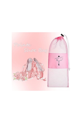 Taşınabilir File Dans Ayakkabısı Çantası Nefes Alabilen Saklama Kesesi Kız Çocuk Bale Düzenleyici Çantalar İpli Ayakkabı Keseleri Pembe