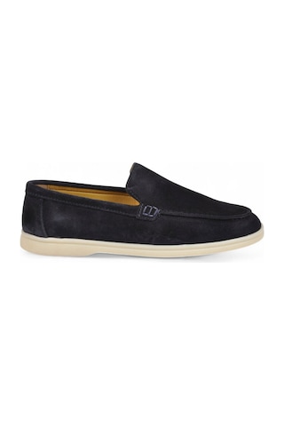 Komcero Lacivert Hakiki Deri Şık Rahat Espadril Erkek Casual Ayakkabı Loafer 6k020-217
